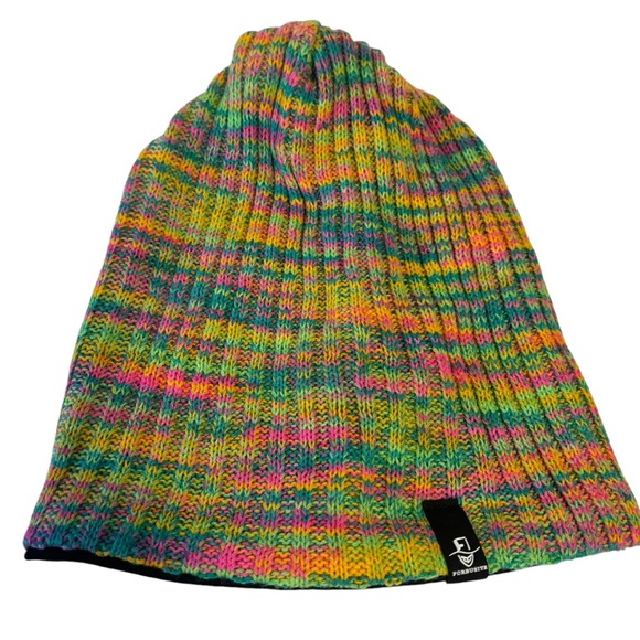 Forbusite Slouch Hood multicolored ribbed beanie toboggan lined sock hat… - Picture 3 of 12
